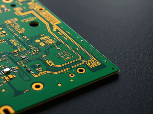 AI硬件PCB技术展示，高清电路板特写，显示精细线路和焊盘，高科技制造环境